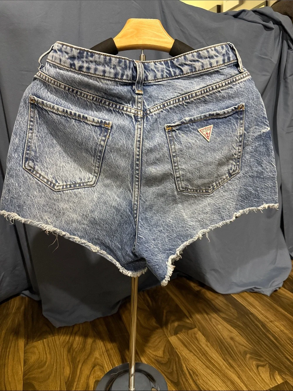GUESS Light Blue Distressed Denim Cutoff Shorts
